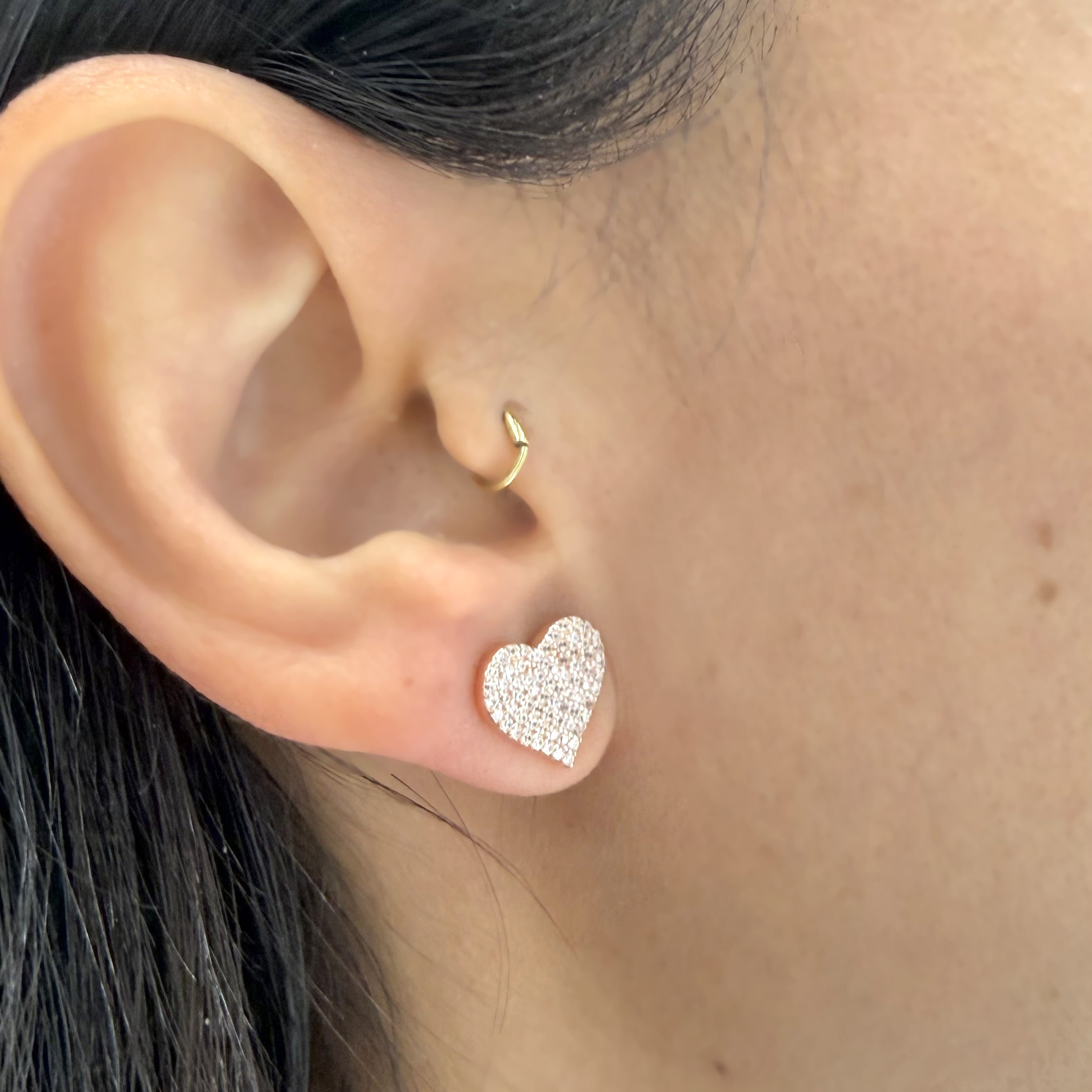 ORECCHINI CUORE CON ZIRCONI PAVÉ ROSÉ IN ARGENTO 925
