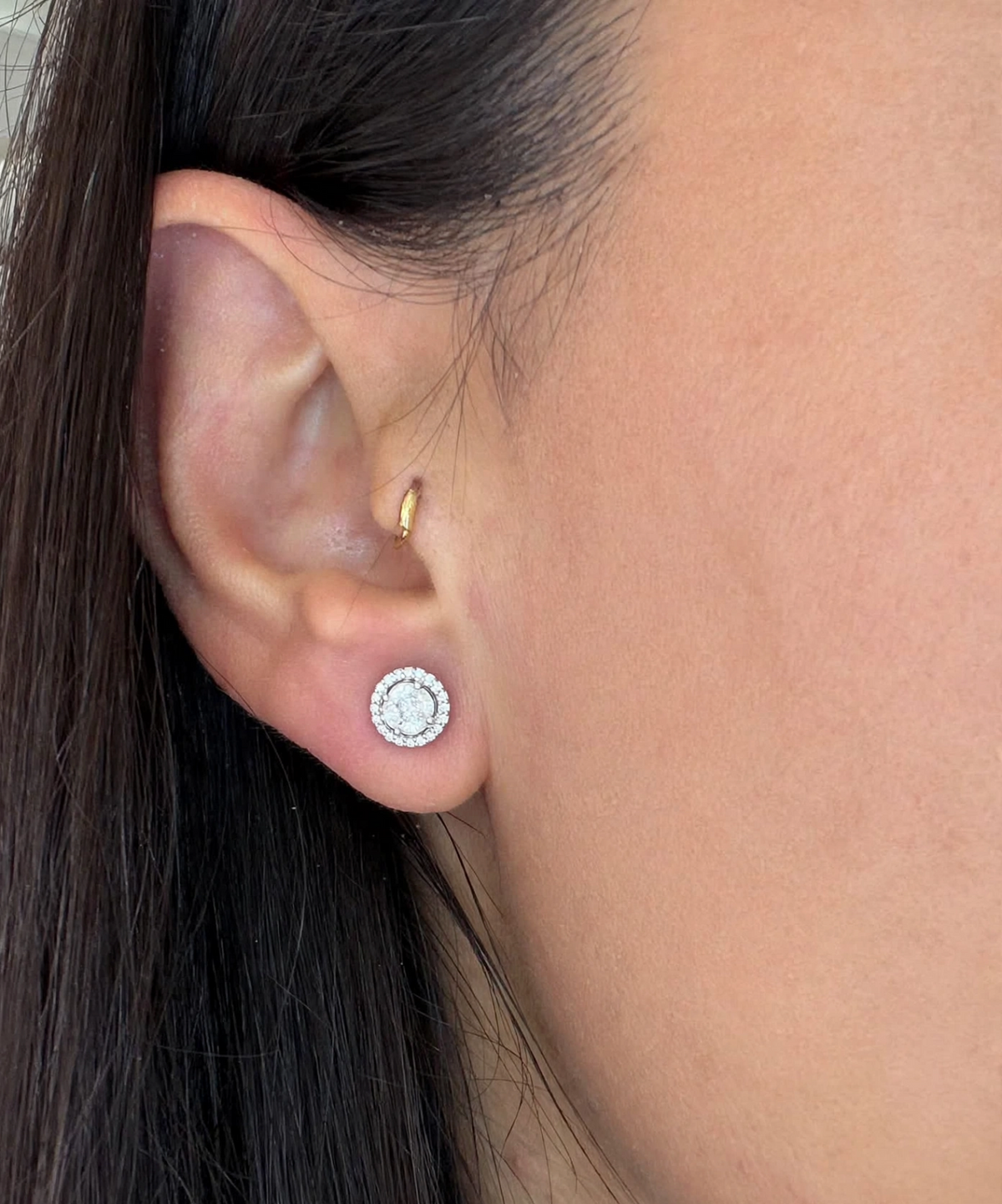 ORECCHINI PUNTO LUCE ILLUSION  IN ORO BIANCO 18KT DIAMANTI