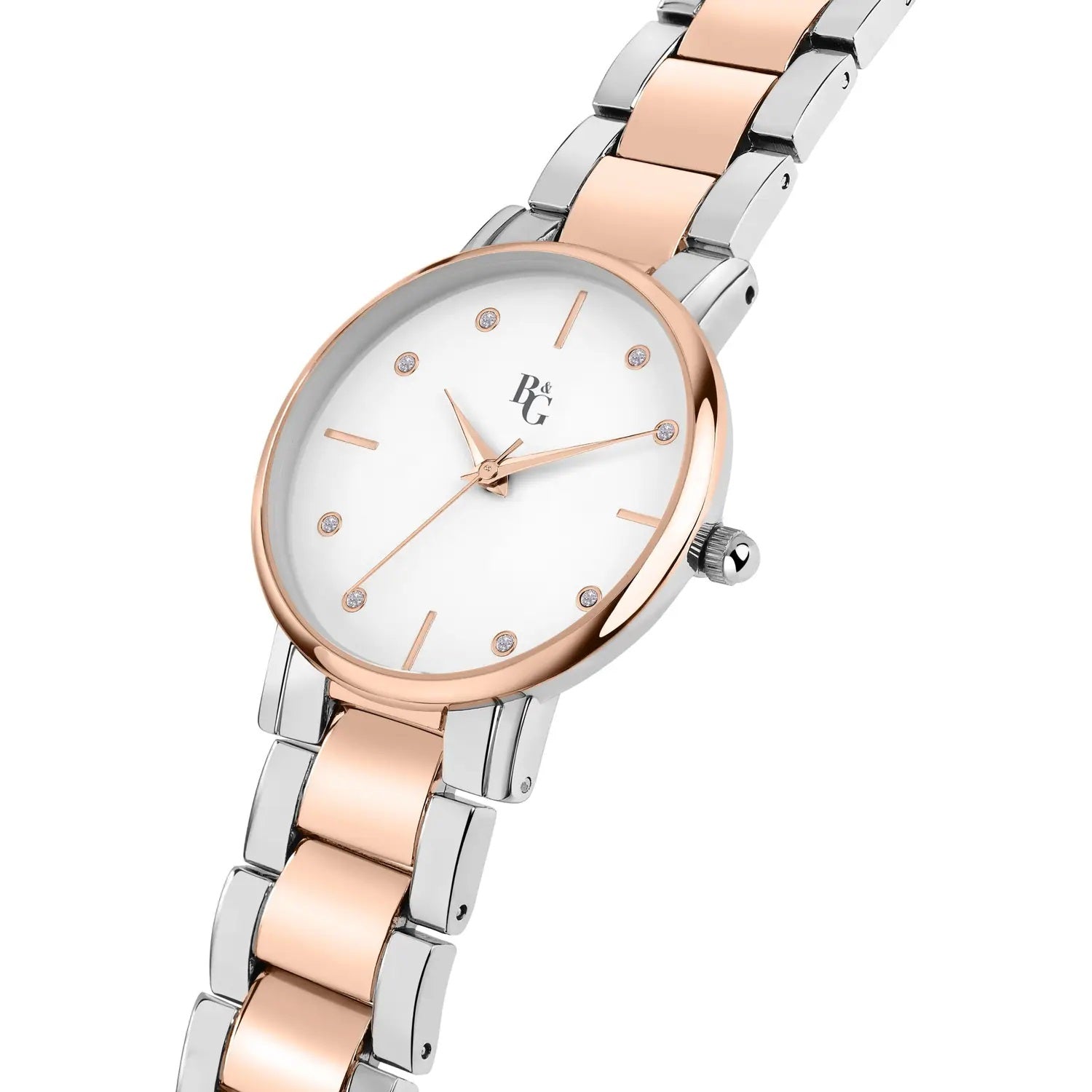 B&G PREPPY ROSE GOLD SILVER DIAL WATCH |32.5MM|
