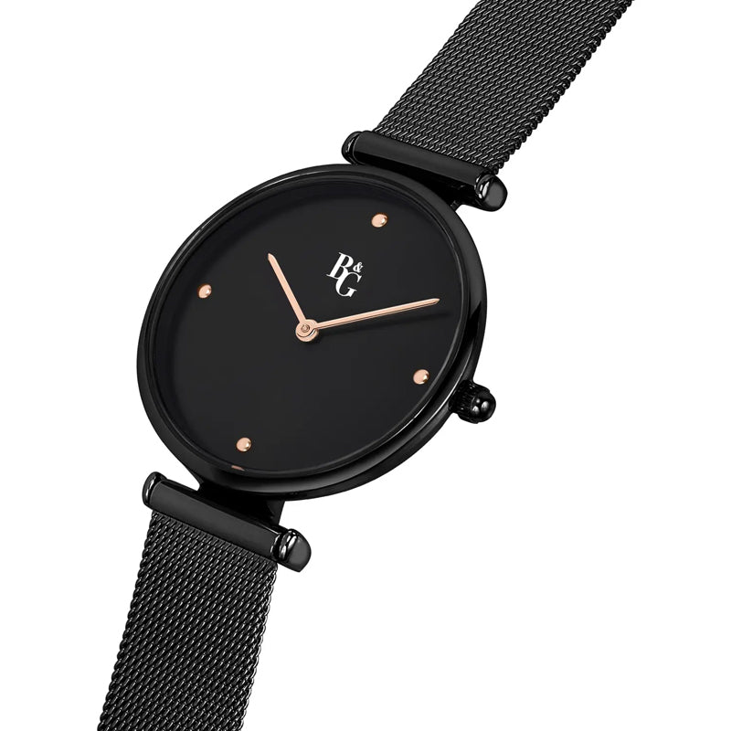 B&G CHIC MESH BLACK DIAL WATCH |34MM|