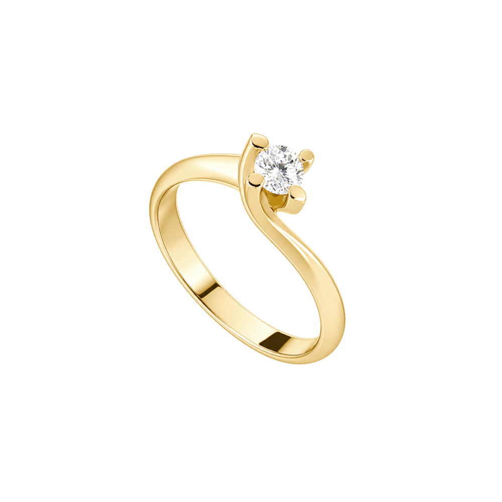 ANELLO SOLITARIO IN ORO GIALLO 18 CARATI E DIAMANTE