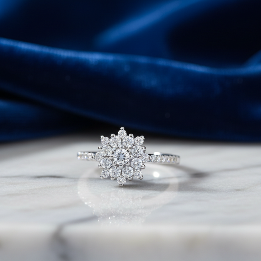 ANELLO IN ORO BIANCO 18 CARATI CON DIAMANTI