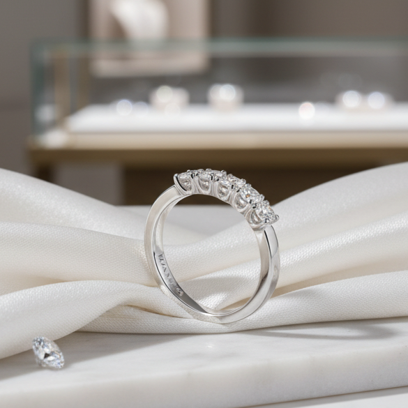 ANELLO VERETTA IN ORO BIANCO 18 CARATI E DIAMANTI