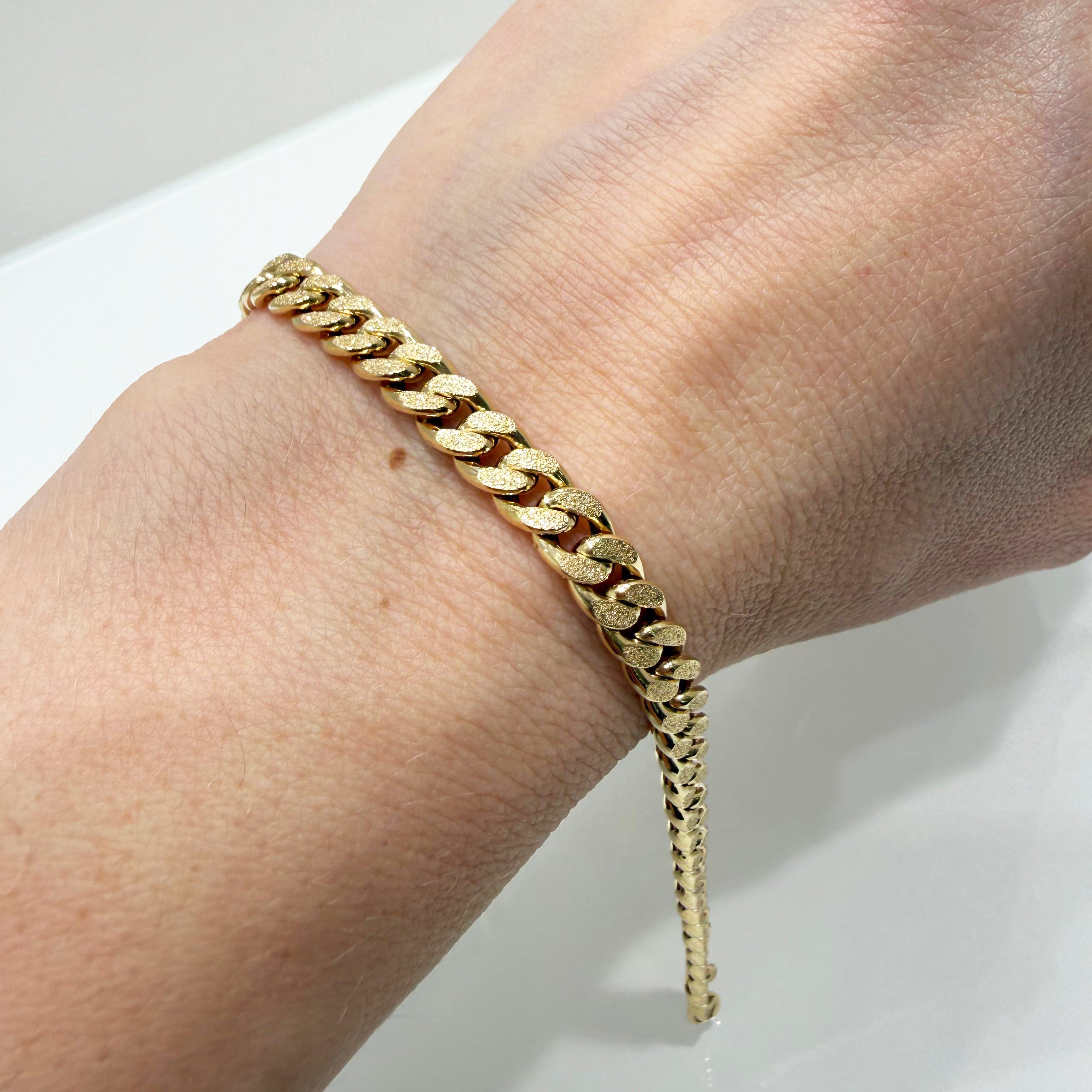 Bracciale maglia grumette satinata in oro giallo 18KT (750) – Made in Italy