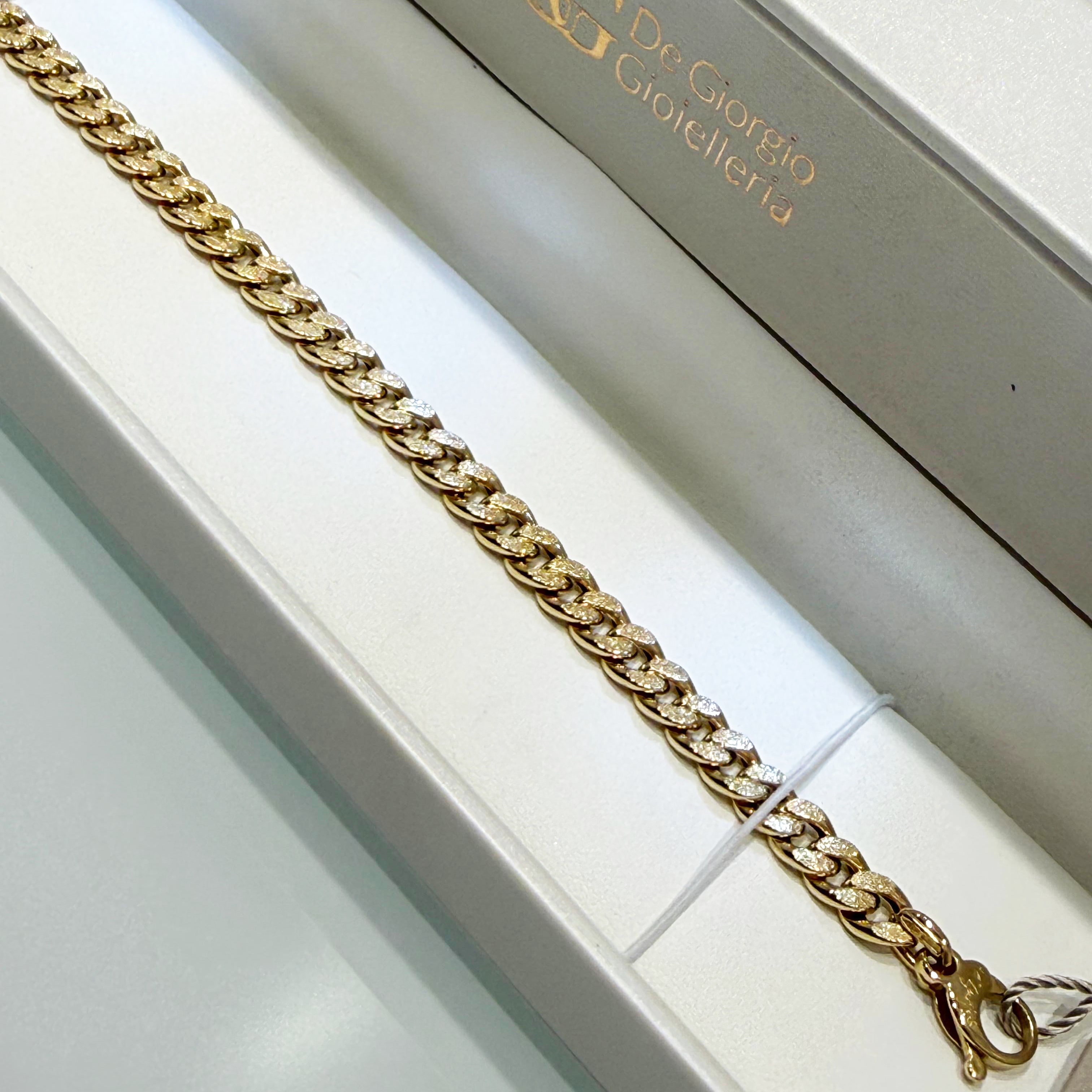 Bracciale maglia grumette satinata in oro giallo 18KT (750) – Made in Italy