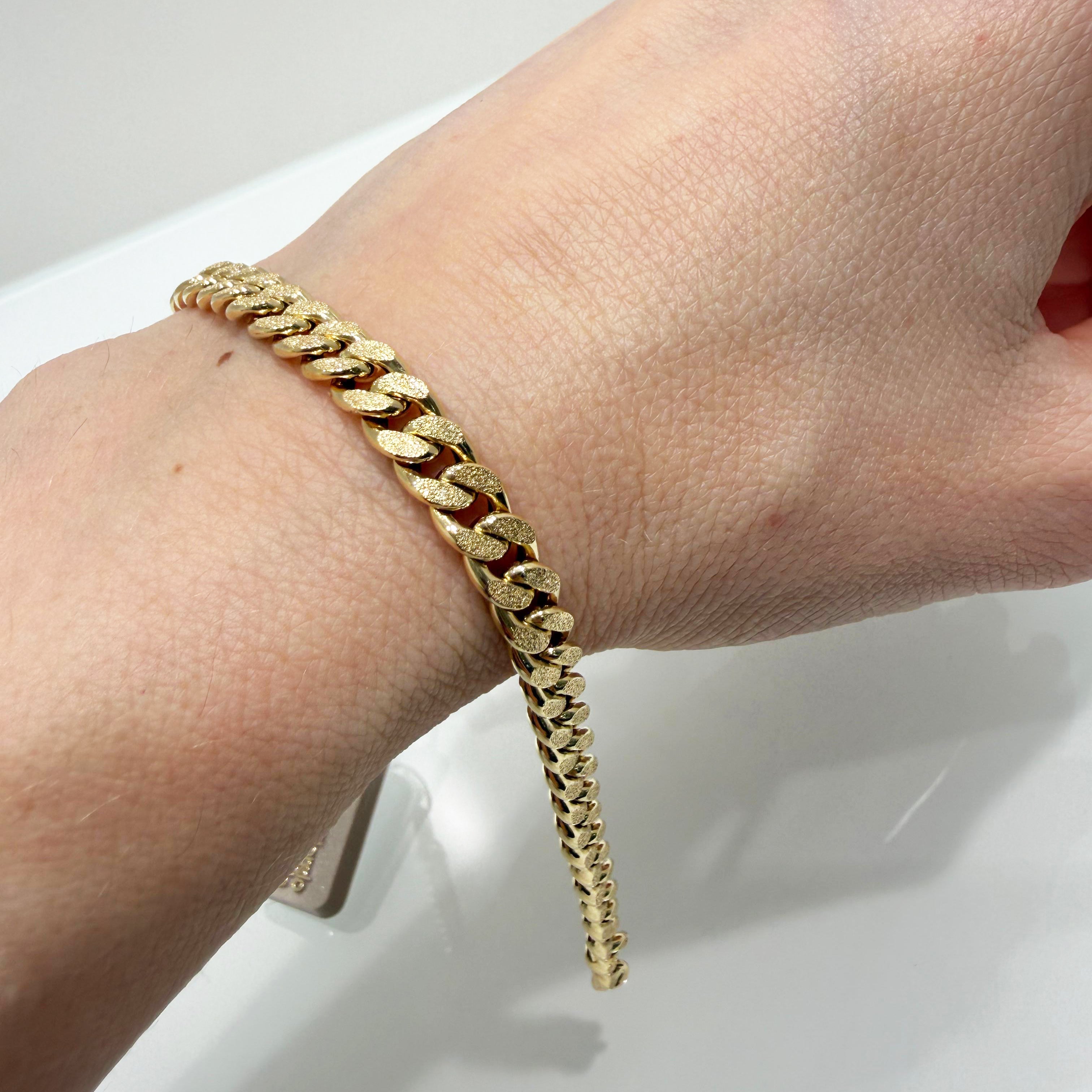 Bracciale maglia grumette satinata in oro giallo 18KT (750) – Made in Italy