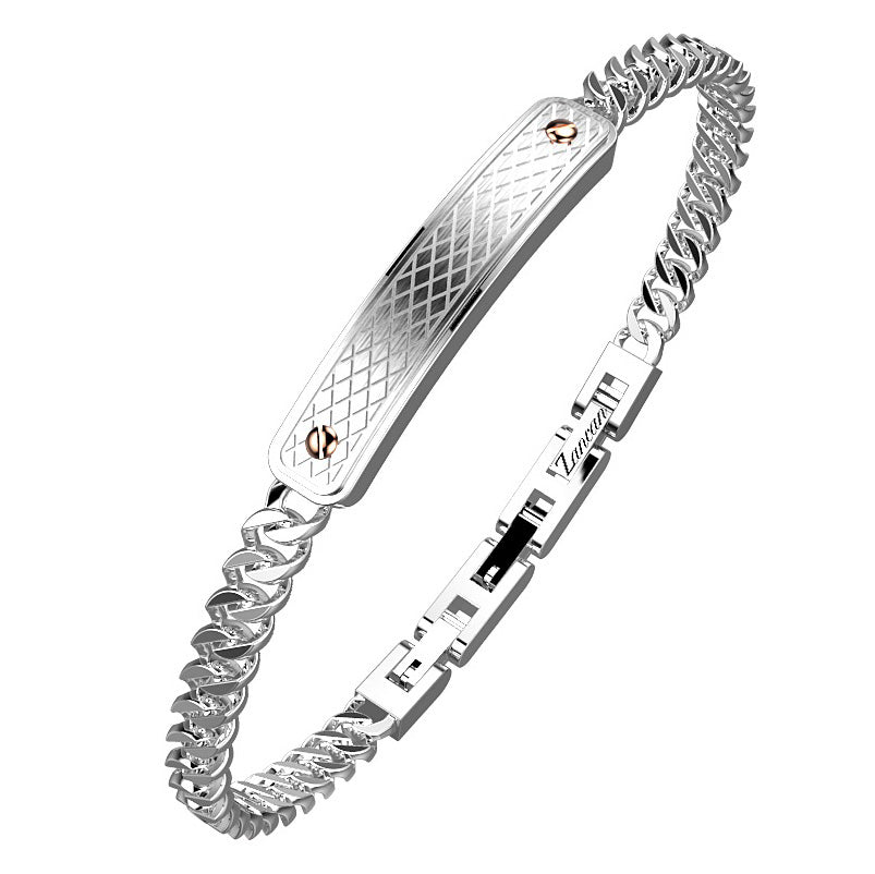 BRACCIALE ZANCAN ACCIAIO PIASTRA E CHIODINI ROSÈ