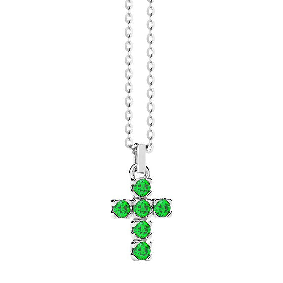 COLLANA ZANCAN IN ARGENTO CON CROCE PIETRE VERDI
