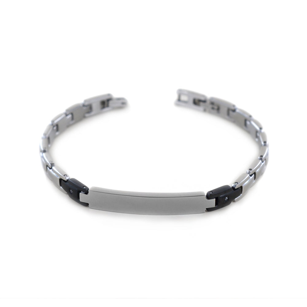 ZANCAN TWO-TONE STEEL BRACELET WITH WHITE ZIRCONIA